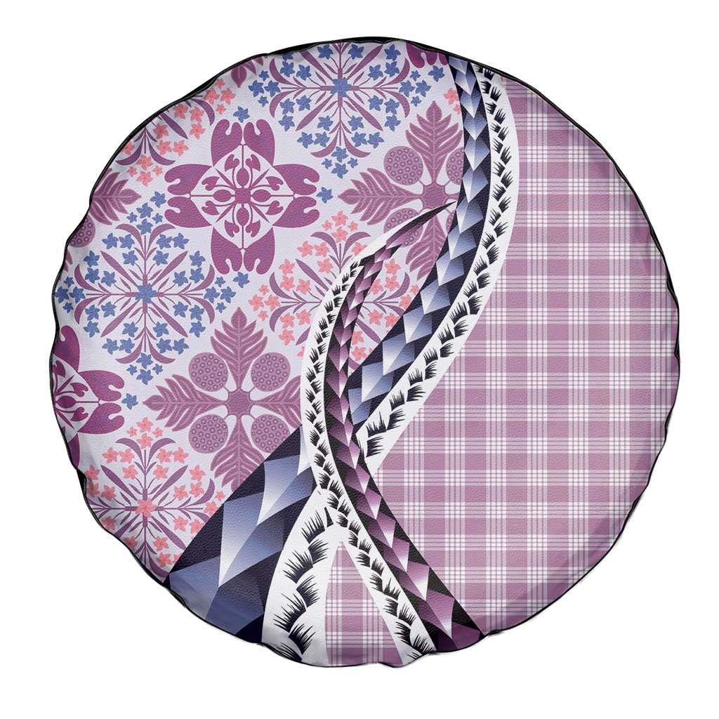 Aloha Vintage Palaka Floral Hawaiian Quilt Spare Tire Cover Akala Motif LT9 - Polynesian Pride