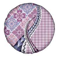 Aloha Vintage Palaka Floral Hawaiian Quilt Spare Tire Cover Akala Motif LT9 - Polynesian Pride