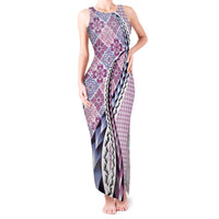 Aloha Vintage Palaka Floral Hawaiian Quilt Tank Maxi Dress Akala Motif LT9 Women Pink - Polynesian Pride