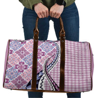 Aloha Vintage Palaka Floral Hawaiian Quilt Travel Bag Akala Motif LT9 Pink - Polynesian Pride