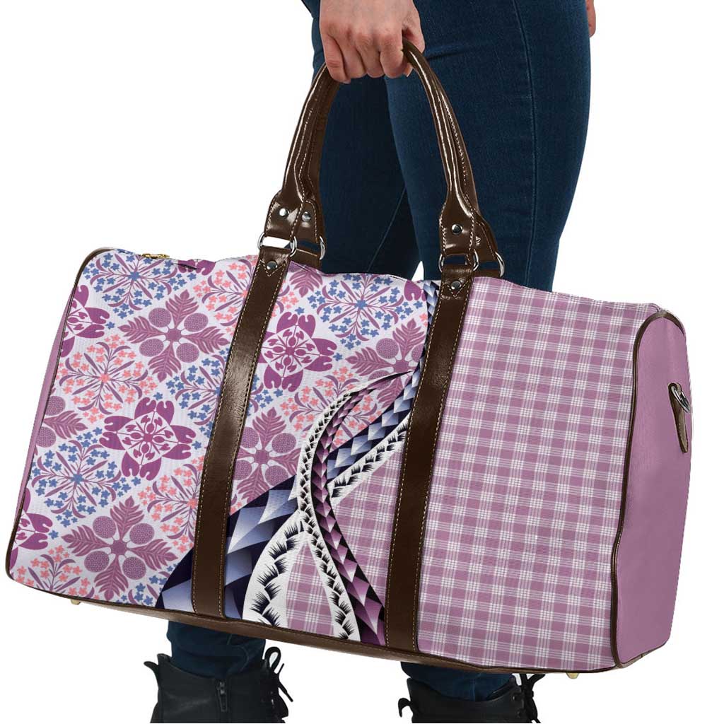 Aloha Vintage Palaka Floral Hawaiian Quilt Travel Bag Akala Motif LT9 - Polynesian Pride