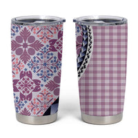 Aloha Vintage Palaka Floral Hawaiian Quilt Tumbler Cup Akala Motif LT9 Pink - Polynesian Pride