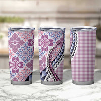Aloha Vintage Palaka Floral Hawaiian Quilt Tumbler Cup Akala Motif LT9 - Polynesian Pride