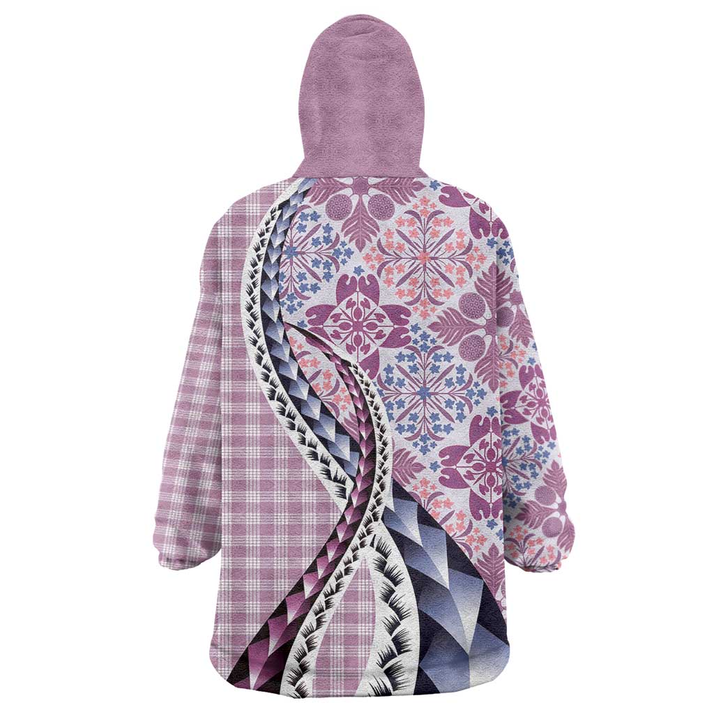 Aloha Vintage Palaka Floral Hawaiian Quilt Wearable Blanket Hoodie Akala Motif LT9 - Polynesian Pride