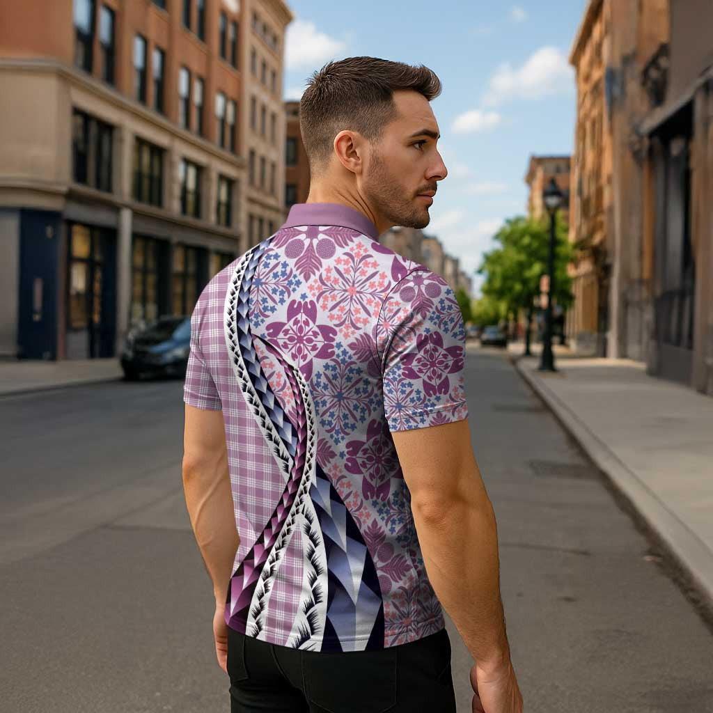 Aloha Vintage Palaka Floral Hawaiian Quilt Zipper Polo Shirt Akala Motif LT9 - Polynesian Pride