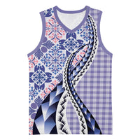 Aloha Vintage Palaka Floral Hawaiian Quilt Basketball Jersey Poni Motif LT9 Unisex Purple - Polynesian Pride