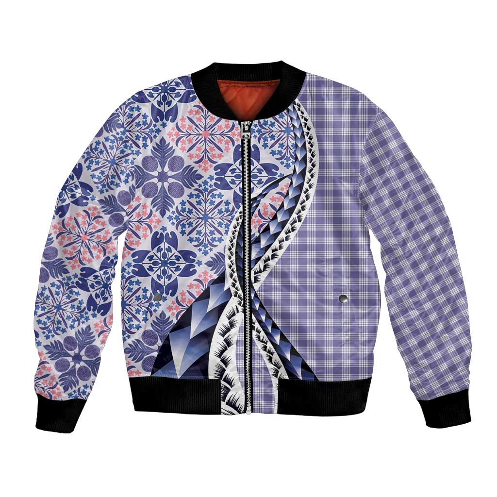 Aloha Vintage Palaka Floral Hawaiian Quilt Bomber Jacket Poni Motif - Polynesian Pride