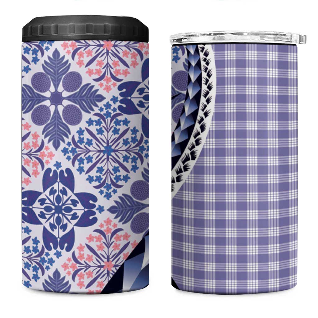 Aloha Vintage Palaka Floral Hawaiian Quilt 4 in 1 Can Cooler Tumbler Poni Motif LT9 One Size: 16 oz Purple - Polynesian Pride