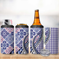 Aloha Vintage Palaka Floral Hawaiian Quilt 4 in 1 Can Cooler Tumbler Poni Motif LT9 - Polynesian Pride