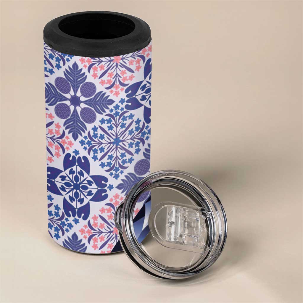 Aloha Vintage Palaka Floral Hawaiian Quilt 4 in 1 Can Cooler Tumbler Poni Motif LT9 - Polynesian Pride