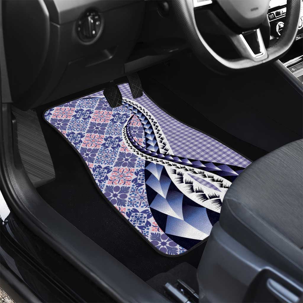 Aloha Vintage Palaka Floral Hawaiian Quilt Car Mats Poni Motif - Polynesian Pride