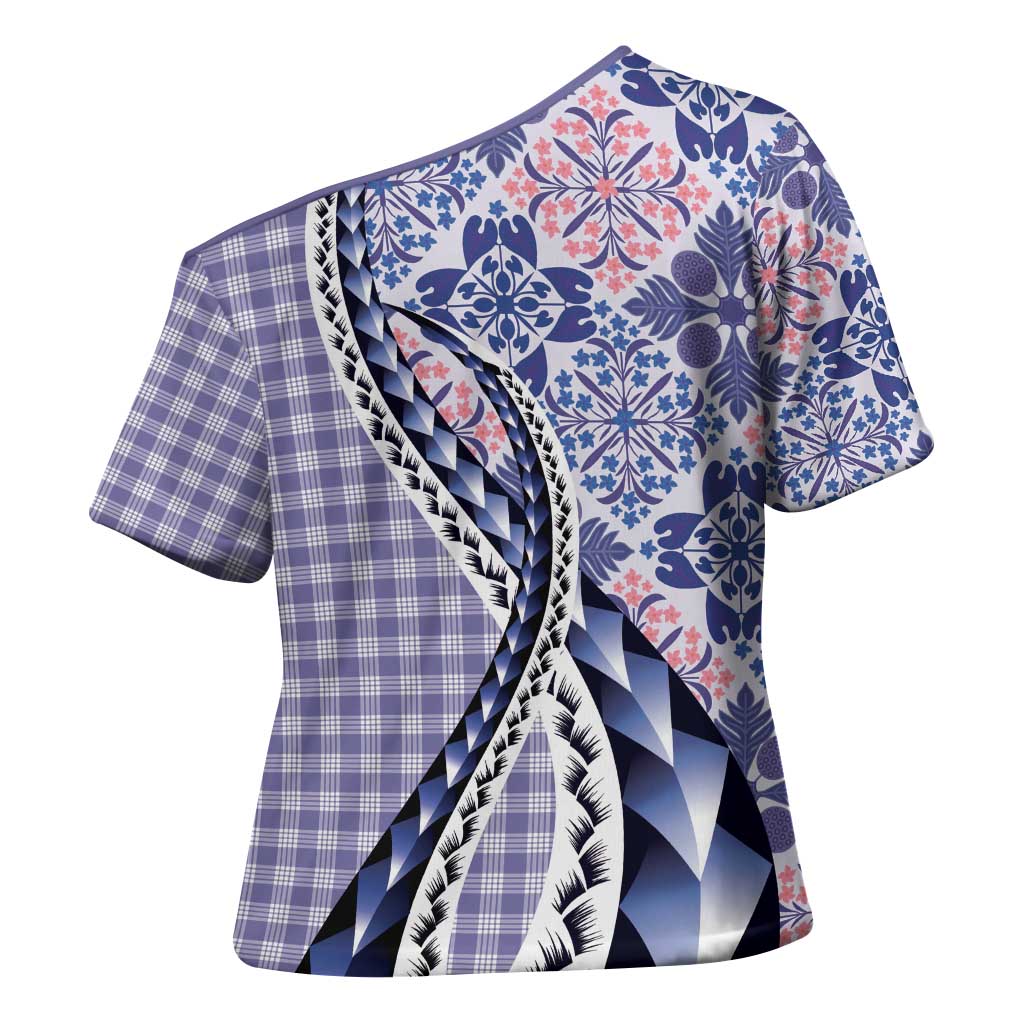 Aloha Vintage Palaka Floral Hawaiian Quilt Cross Shoulder Shirt Poni Motif LT9 - Polynesian Pride