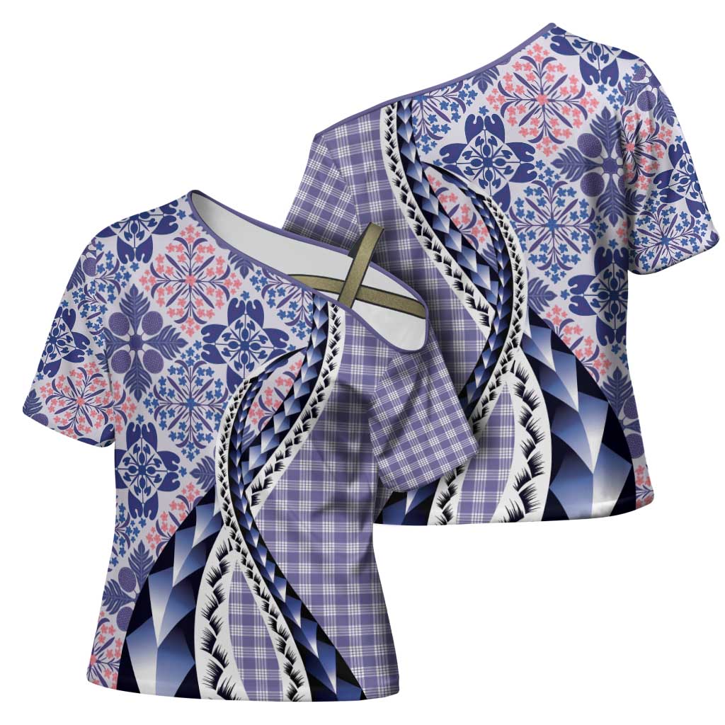 Aloha Vintage Palaka Floral Hawaiian Quilt Cross Shoulder Shirt Poni Motif LT9 - Polynesian Pride