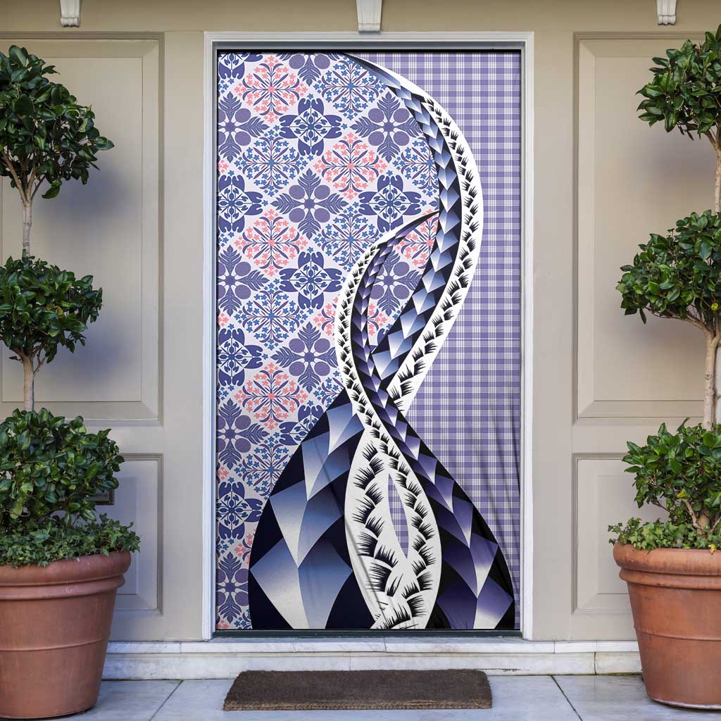 Aloha Vintage Palaka Floral Hawaiian Quilt Door Cover Poni Motif LT9 Purple - Polynesian Pride