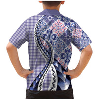 Aloha Vintage Palaka Floral Hawaiian Quilt Family Matching Mermaid Dress and Hawaiian Shirt Poni Motif LT9 - Polynesian Pride