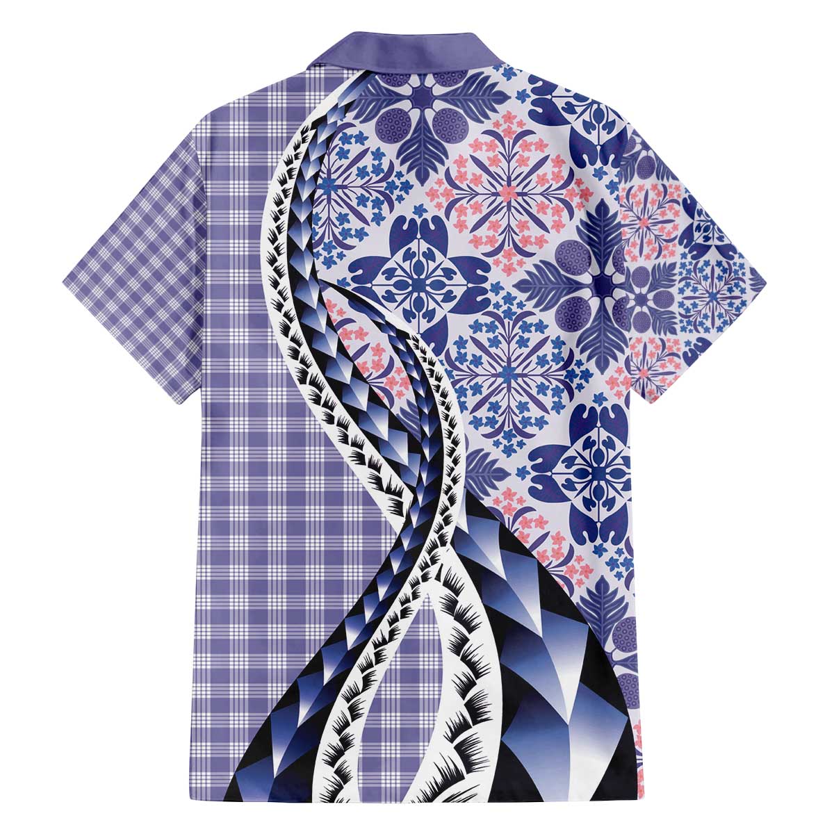 Aloha Vintage Palaka Floral Hawaiian Quilt Family Matching Off The Shoulder Long Sleeve Dress and Hawaiian Shirt Poni Motif LT9 - Polynesian Pride