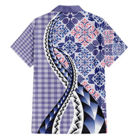Aloha Vintage Palaka Floral Hawaiian Quilt Family Matching Off Shoulder Maxi Dress and Hawaiian Shirt Poni Motif LT9 - Polynesian Pride