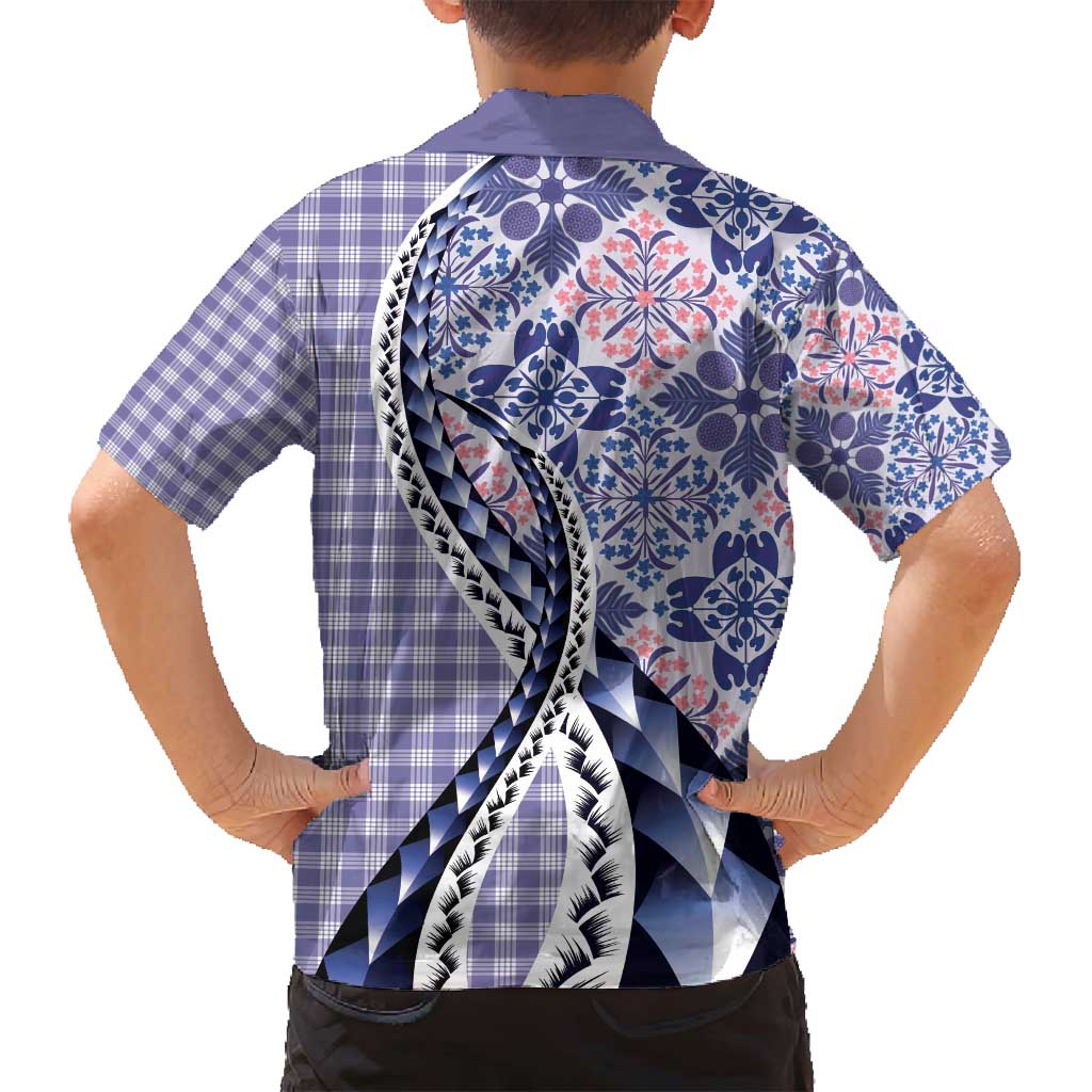 Aloha Vintage Palaka Floral Hawaiian Quilt Family Matching Puletasi and Hawaiian Shirt Poni Motif LT9 - Polynesian Pride