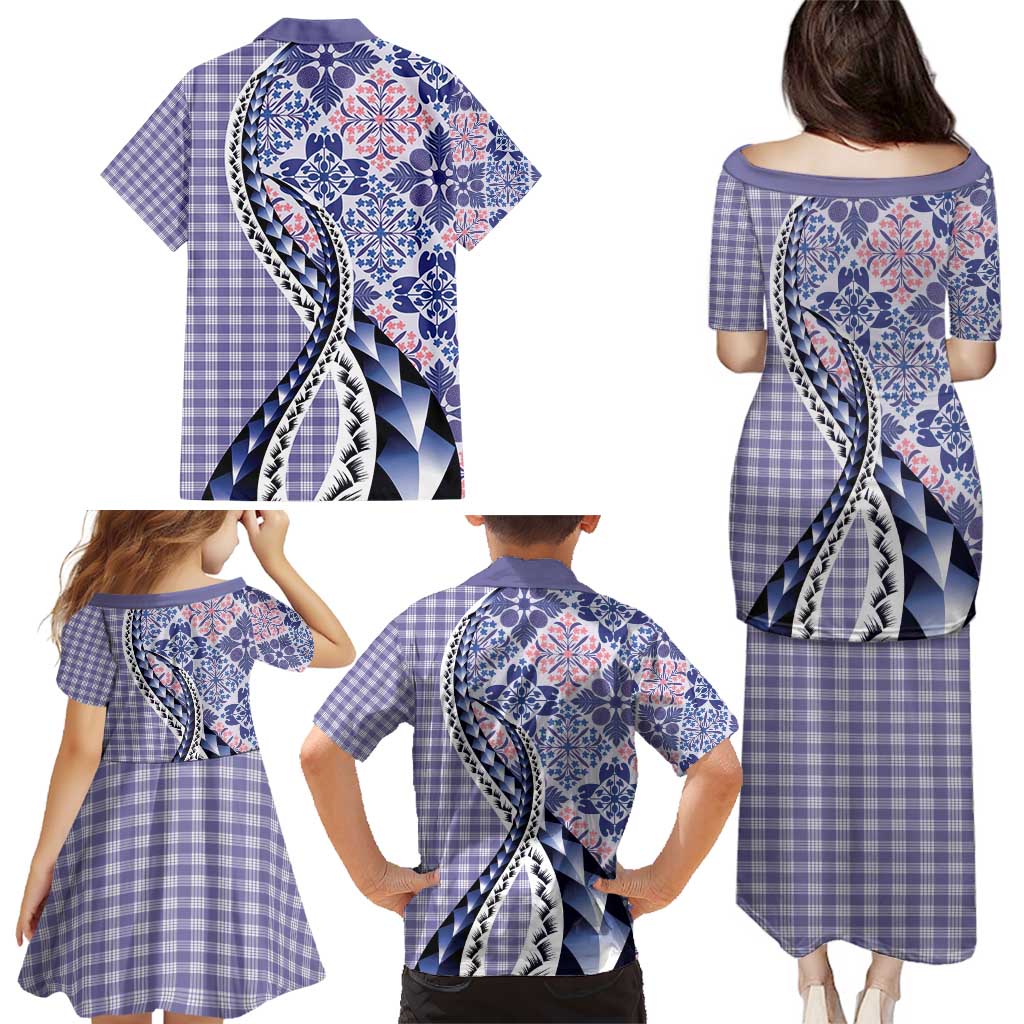 Aloha Vintage Palaka Floral Hawaiian Quilt Family Matching Puletasi and Hawaiian Shirt Poni Motif LT9 - Polynesian Pride