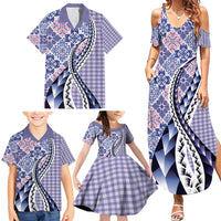 Aloha Vintage Palaka Floral Hawaiian Quilt Family Matching Summer Maxi Dress and Hawaiian Shirt Poni Motif LT9 - Polynesian Pride