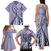 Aloha Vintage Palaka Floral Hawaiian Quilt Family Matching Tank Maxi Dress and Hawaiian Shirt Poni Motif LT9 - Polynesian Pride