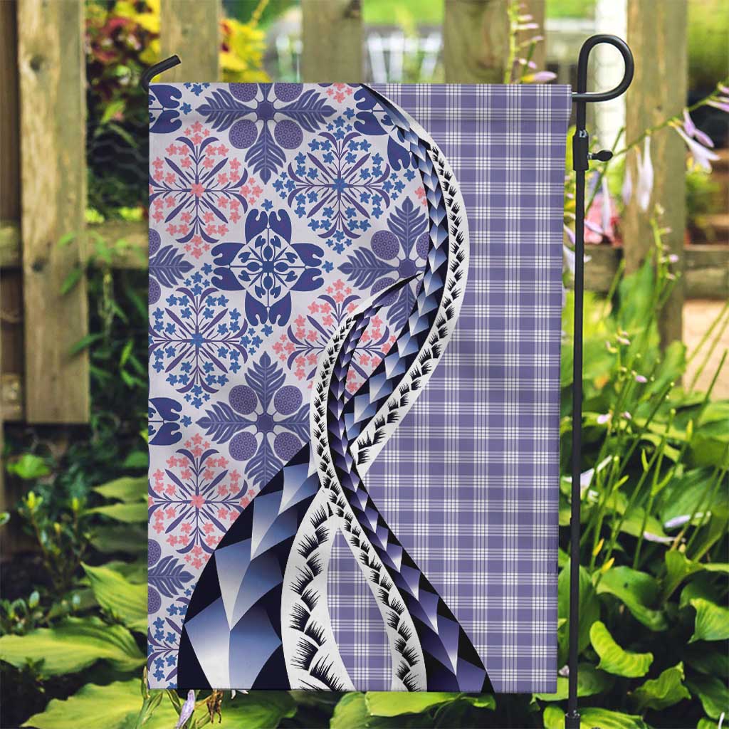 Aloha Vintage Palaka Floral Hawaiian Quilt Garden Flag Poni Motif LT9 Garden Flag Purple - Polynesian Pride