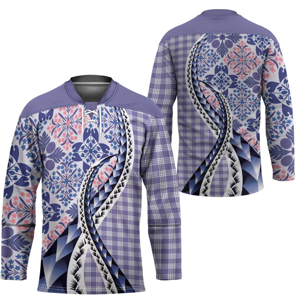 Aloha Vintage Palaka Floral Hawaiian Quilt Hockey Jersey Poni Motif LT9 - Polynesian Pride
