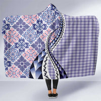 Aloha Vintage Palaka Floral Hawaiian Quilt Hooded Blanket Poni Motif LT9 One Size Purple - Polynesian Pride