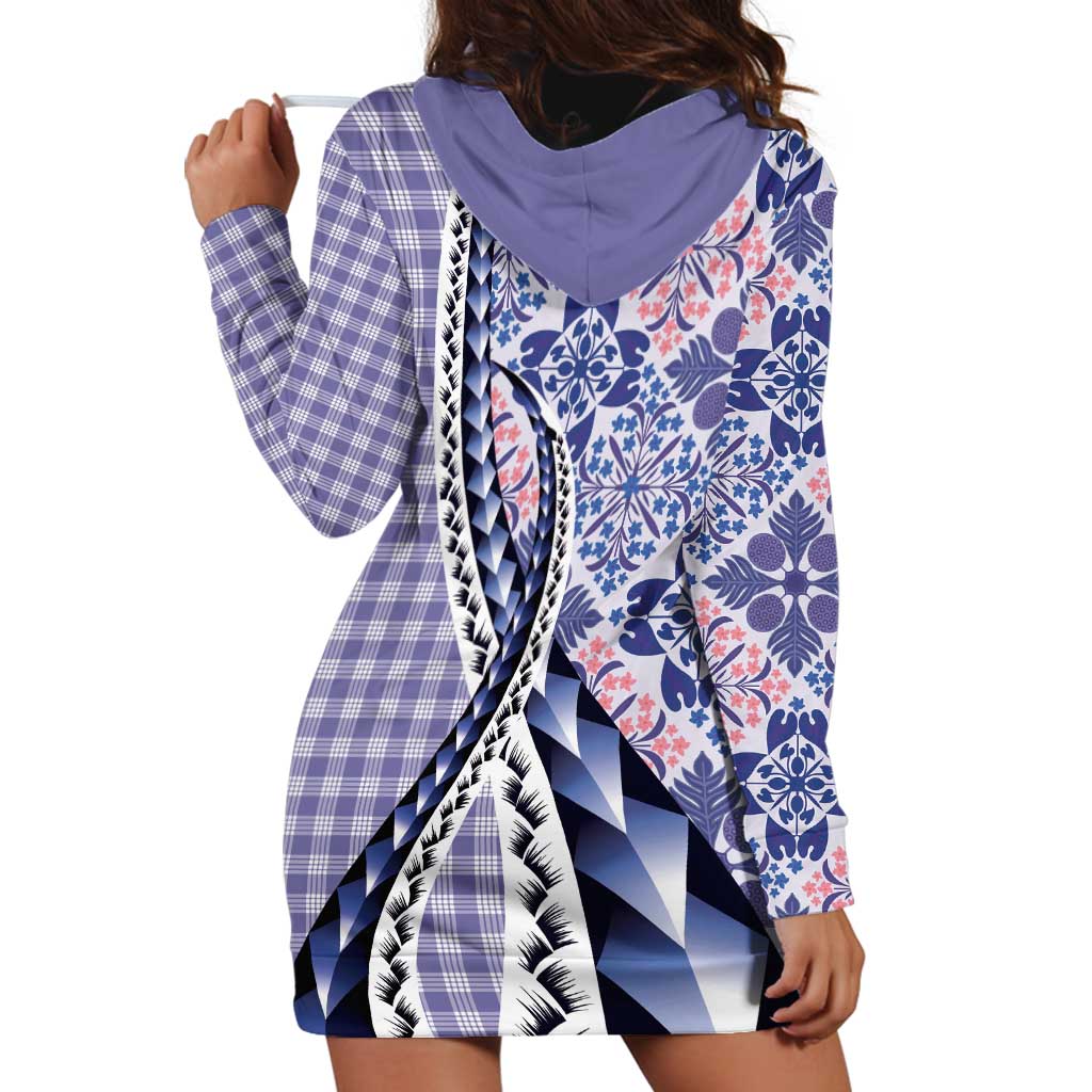 Aloha Vintage Palaka Floral Hawaiian Quilt Hoodie Dress Poni Motif LT9 - Polynesian Pride