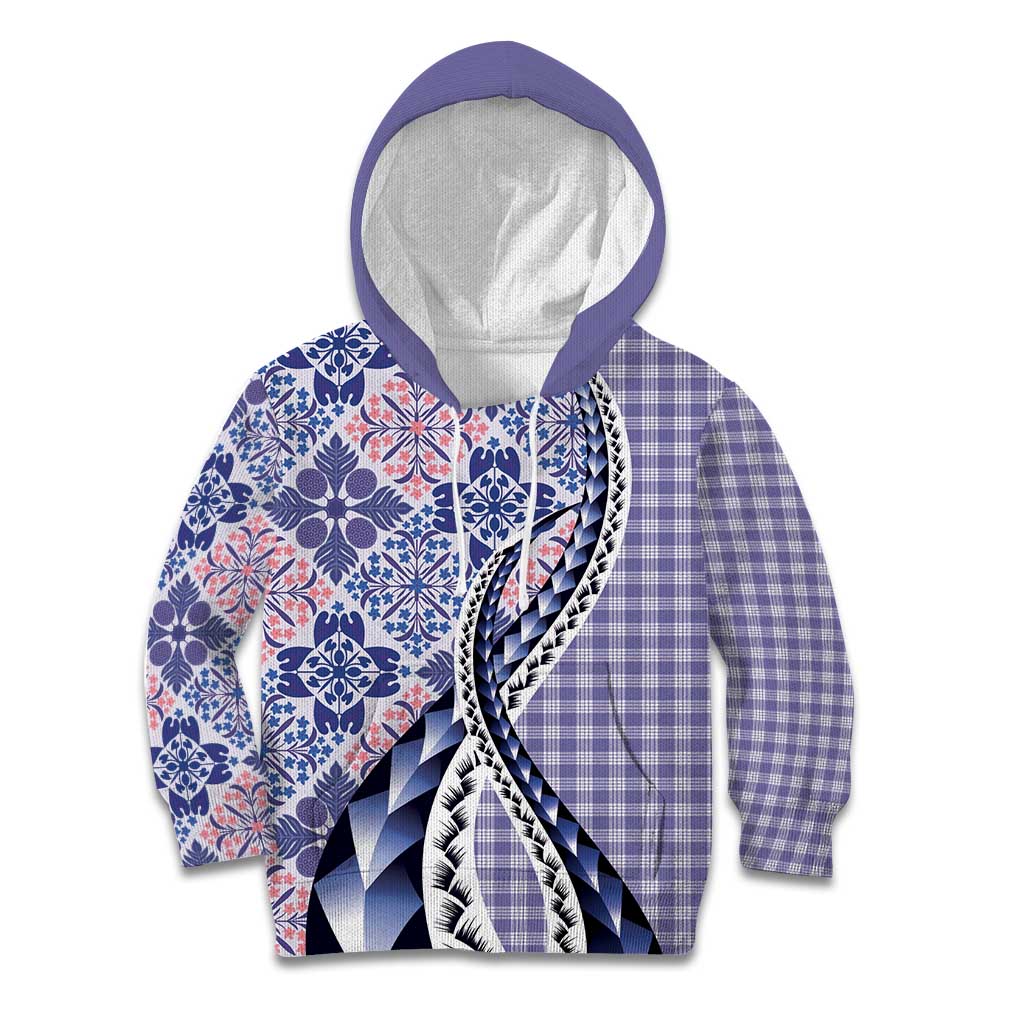 Aloha Vintage Palaka Floral Hawaiian Quilt Kid Hoodie Poni Motif LT9 Hoodie Purple - Polynesian Pride