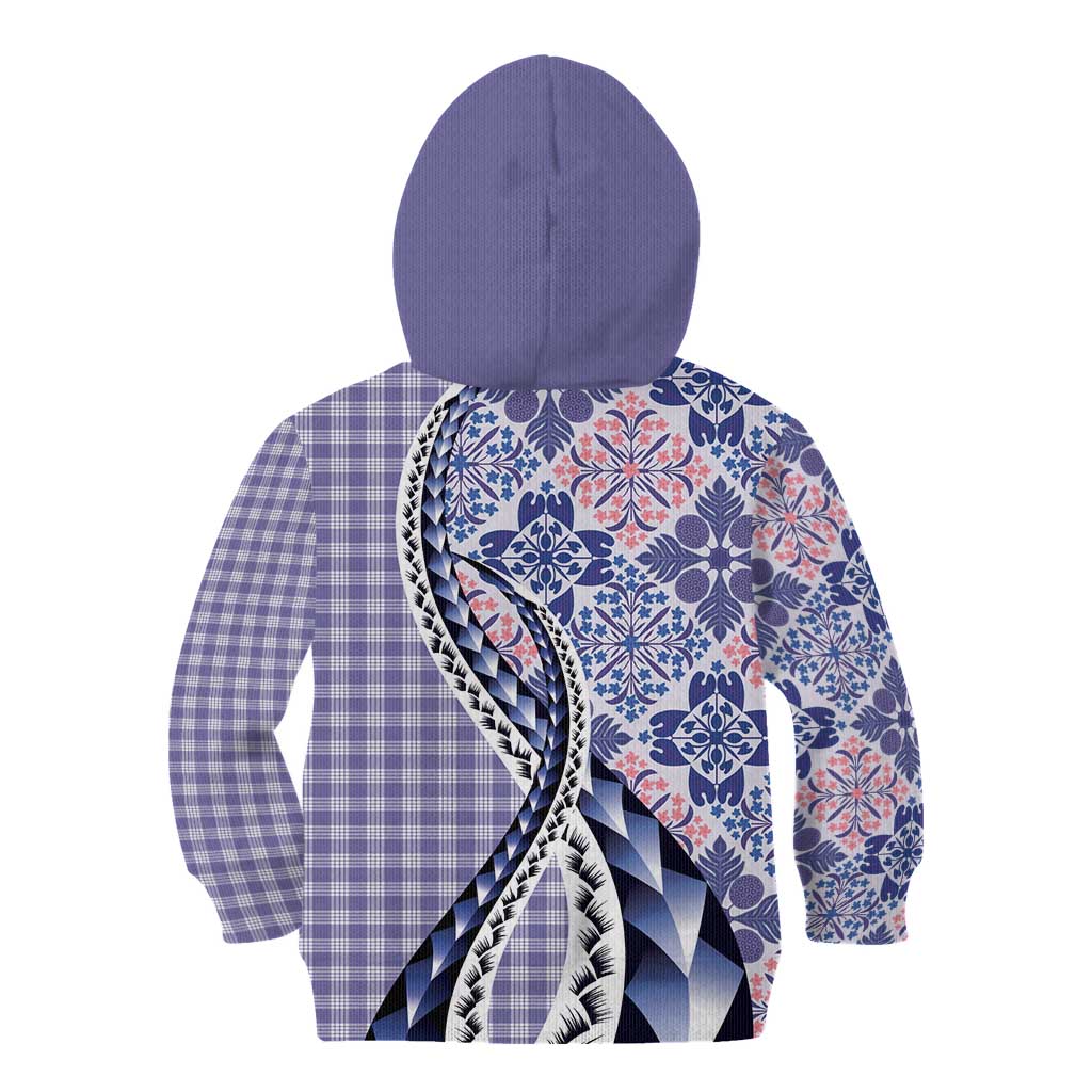Aloha Vintage Palaka Floral Hawaiian Quilt Kid Hoodie Poni Motif LT9 - Polynesian Pride