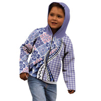 Aloha Vintage Palaka Floral Hawaiian Quilt Kid Hoodie Poni Motif LT9 - Polynesian Pride