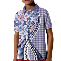 Aloha Vintage Palaka Floral Hawaiian Quilt Kid Polo Shirt Poni Motif LT9 Kid Purple - Polynesian Pride