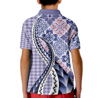 Aloha Vintage Palaka Floral Hawaiian Quilt Kid Polo Shirt Poni Motif LT9 - Polynesian Pride