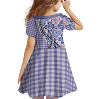 Aloha Vintage Palaka Floral Hawaiian Quilt Kid Short Sleeve Dress Poni Motif LT9 - Polynesian Pride