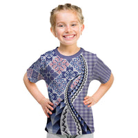 Aloha Vintage Palaka Floral Hawaiian Quilt Kid T Shirt Poni Motif LT9 Purple - Polynesian Pride