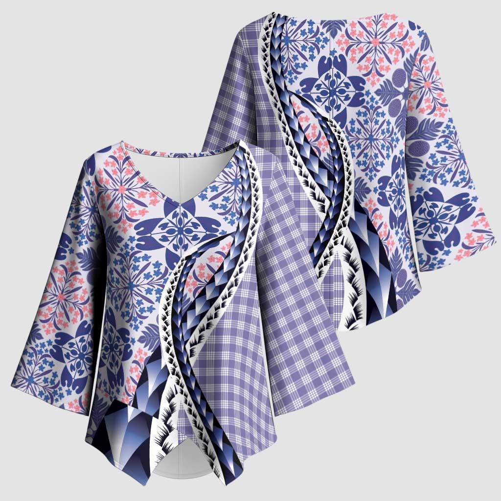Aloha Vintage Palaka Floral Hawaiian Quilt Kimono Sleeve Blouse Poni Motif LT9 - Polynesian Pride
