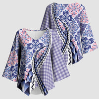Aloha Vintage Palaka Floral Hawaiian Quilt Kimono Sleeve Blouse Poni Motif LT9 - Polynesian Pride