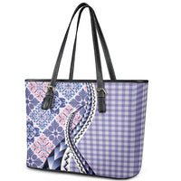 Aloha Vintage Palaka Floral Hawaiian Quilt Leather Tote Bag Poni Motif LT9 - Polynesian Pride