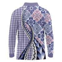 Aloha Vintage Palaka Floral Hawaiian Quilt Long Sleeve Polo Shirt Poni Motif LT9 - Polynesian Pride