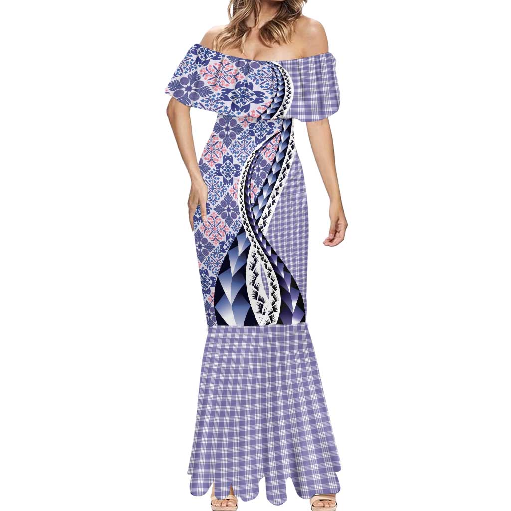 Aloha Vintage Palaka Floral Hawaiian Quilt Mermaid Dress Poni Motif LT9 - Polynesian Pride