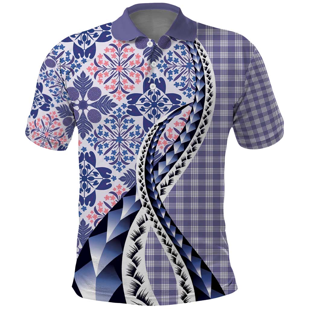 Aloha Vintage Palaka Floral Hawaiian Quilt Polo Shirt Poni Motif LT9 Purple - Polynesian Pride