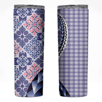 Aloha Vintage Palaka Floral Hawaiian Quilt Skinny Tumbler Poni Motif LT9 Purple - Polynesian Pride
