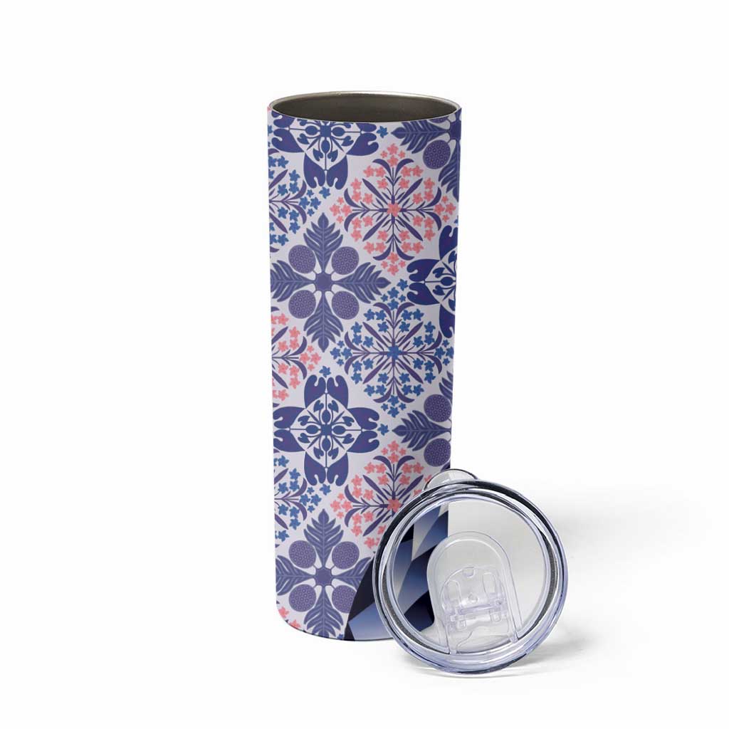 Aloha Vintage Palaka Floral Hawaiian Quilt Skinny Tumbler Poni Motif LT9 - Polynesian Pride