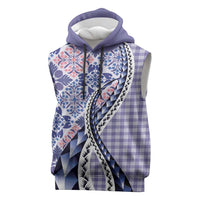 Aloha Vintage Palaka Floral Hawaiian Quilt Sleeveless Hoodie Poni Motif LT9 Purple - Polynesian Pride