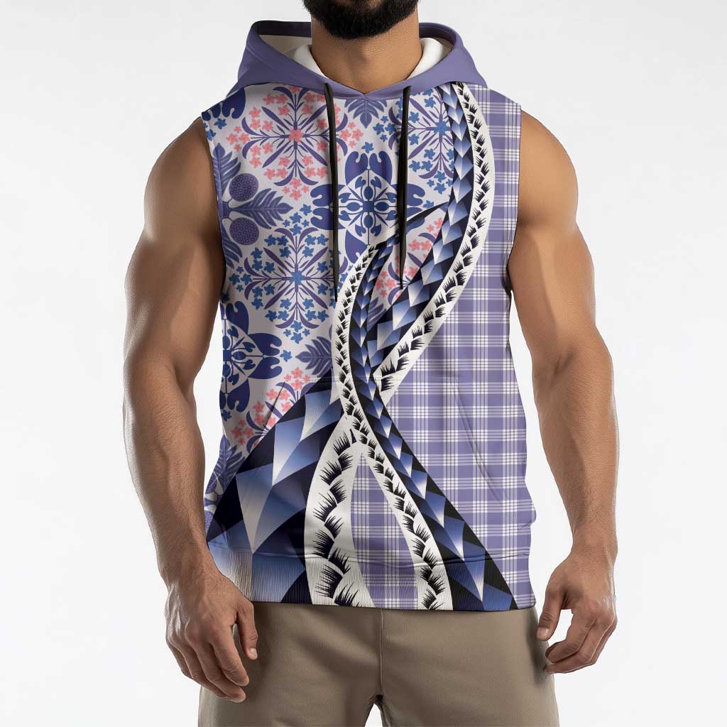 Aloha Vintage Palaka Floral Hawaiian Quilt Sleeveless Hoodie Poni Motif LT9 - Polynesian Pride