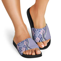 Aloha Vintage Palaka Floral Hawaiian Quilt Slide Sandals Poni Motif - Polynesian Pride