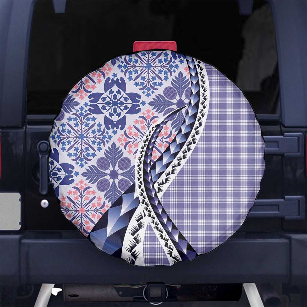 Aloha Vintage Palaka Floral Hawaiian Quilt Spare Tire Cover Poni Motif LT9 No hole Purple - Polynesian Pride