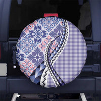 Aloha Vintage Palaka Floral Hawaiian Quilt Spare Tire Cover Poni Motif LT9 No hole Purple - Polynesian Pride