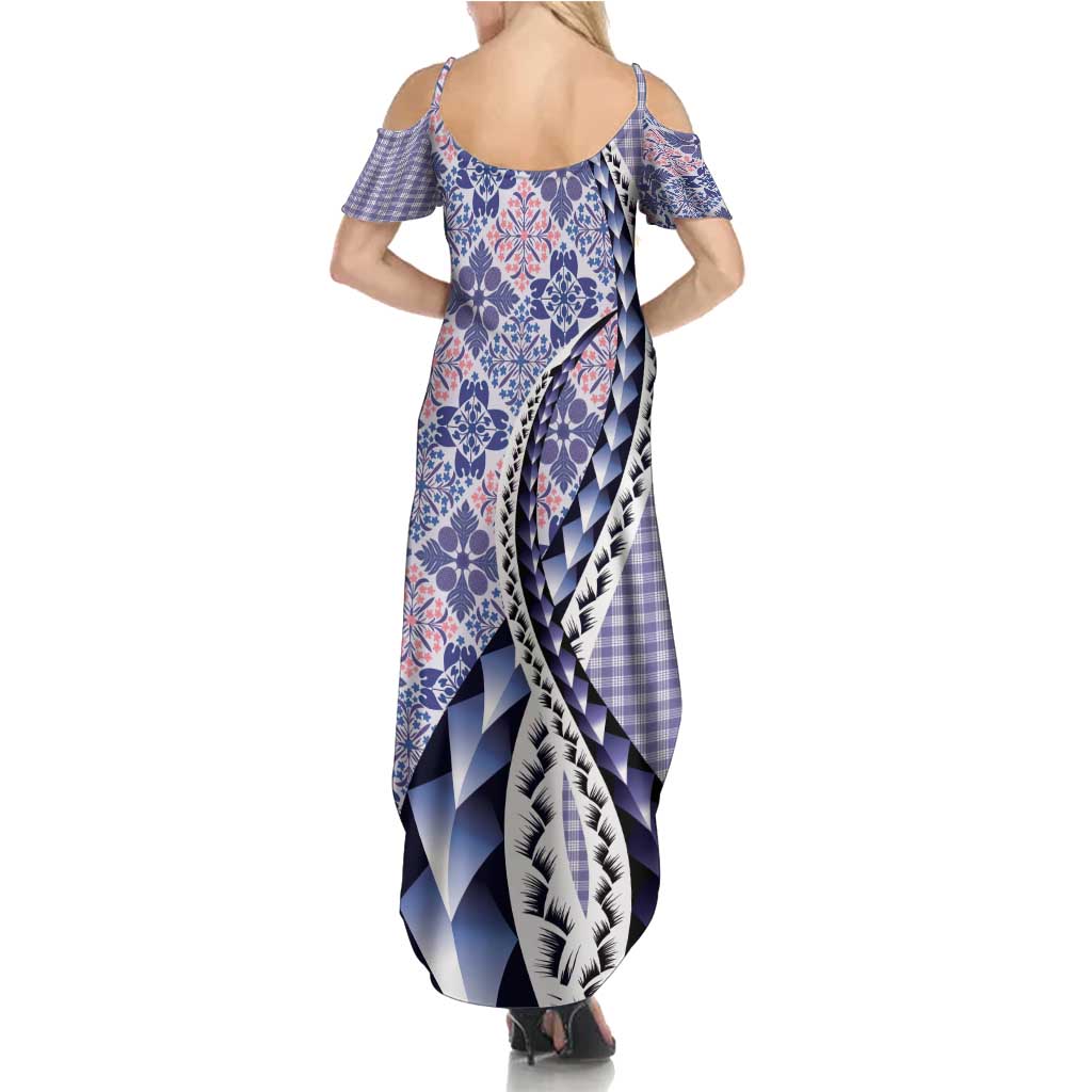 Aloha Vintage Palaka Floral Hawaiian Quilt Summer Maxi Dress Poni Motif LT9 - Polynesian Pride